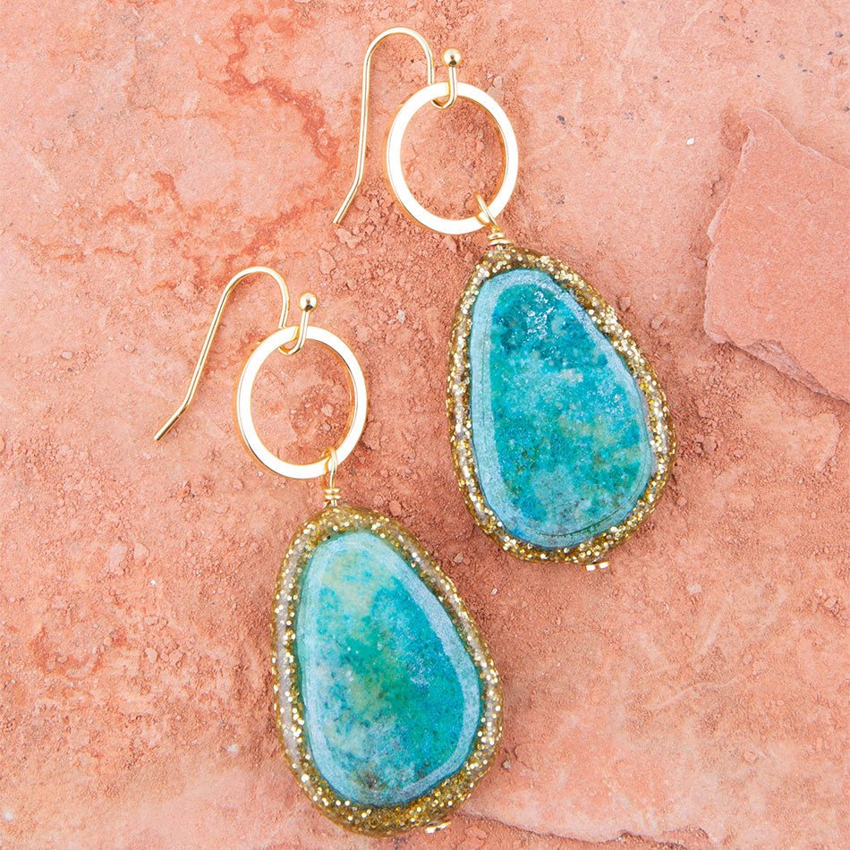 Silver Tibetan Turquoise Blue and Brown Teardrop Statement Earrings -  Gilded Bug Jewelry